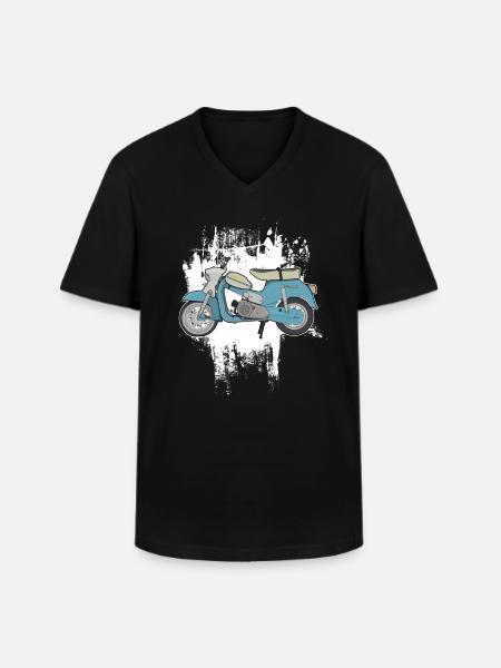 DS50 / Schwalbenfahrer / Ostalgie / Mofa Oldtimer - T-shirt col V Homme - noir