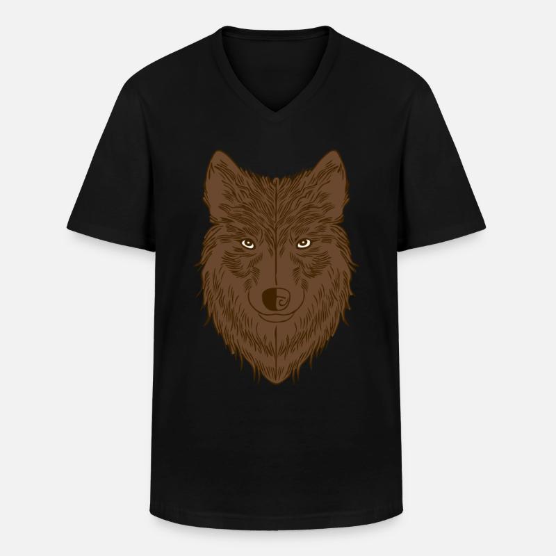 Wolf - Männer-T-Shirt mit V-Ausschnitt - Schwarz