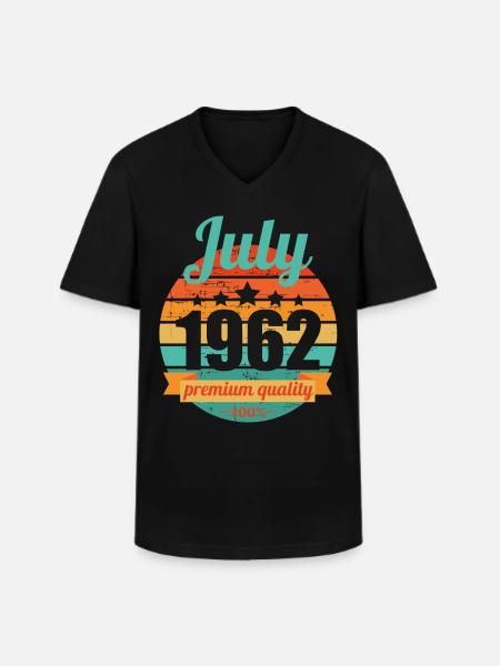 Syntynyt heinäkuussa 1962 60 vuotta 60 vuotta 60 vuotta 60 vuotta - Klassinen miesten t-paita v-pääntiellä - musta