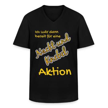 Nackt und Knebel Aktion - Männer-T-Shirt mit V-Ausschnitt - Schwarz - Vorne - AI Model Male 178 dark (178cm)