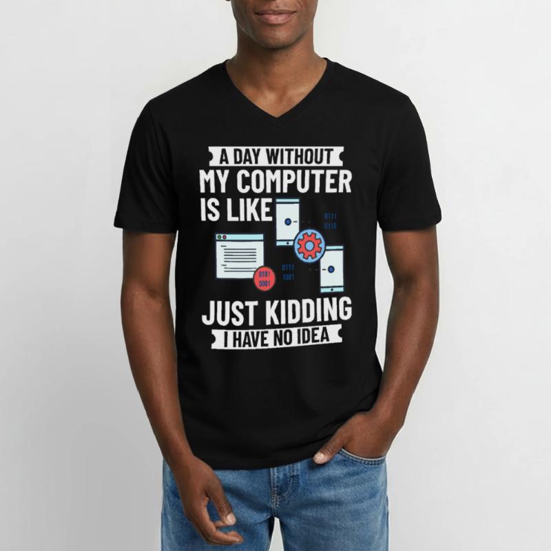 Programmeur Programmation Ordinateur Développeur Pc T-shirt col V Homme