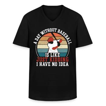 Baseball Fan Vintage Retro Batter - Men's V-Neck T-Shirt - black - Front - AI Model Male 178 dark (178cm)