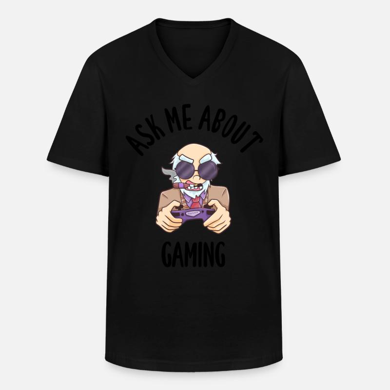 Ask Me About Gaming - Männer-T-Shirt mit V-Ausschnitt - Schwarz