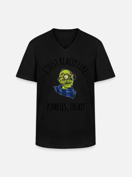 J’aime vraiment les zombies ok? - T-shirt col V Homme - noir
