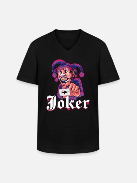 Carte Joker Violet - T-shirt col V Homme - noir