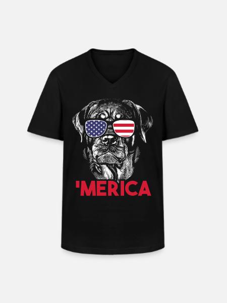 Rottweiler Merica - Men's V-Neck T-Shirt - black