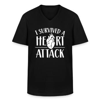 I survived a heart attack - Men's V-Neck T-Shirt - black - Front - AI Model Male 178 dark (178cm)