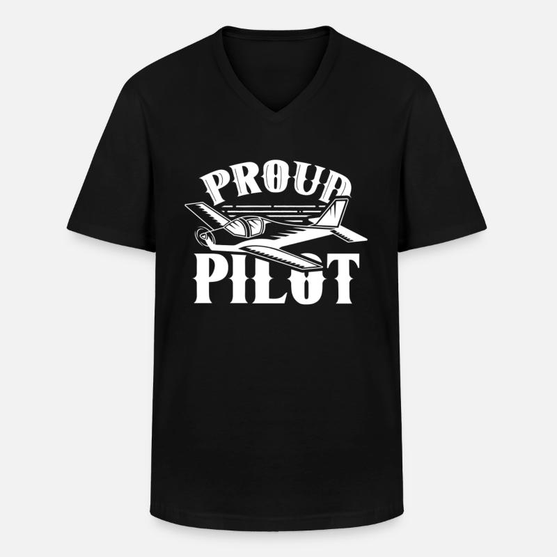 Stolzer Pilot Kleinflugzeug Jet Leichtflugzeug - Männer-T-Shirt mit V-Ausschnitt - Schwarz