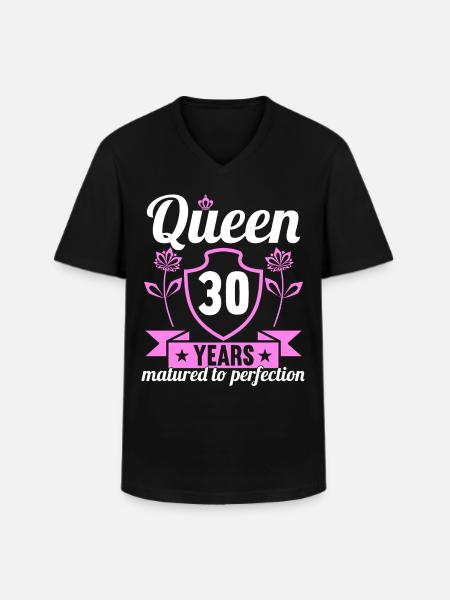 30 jaar oud meisje 30 bday Koningin 30 verjaardag - Klassiek mannen T-shirt met V-hals - zwart