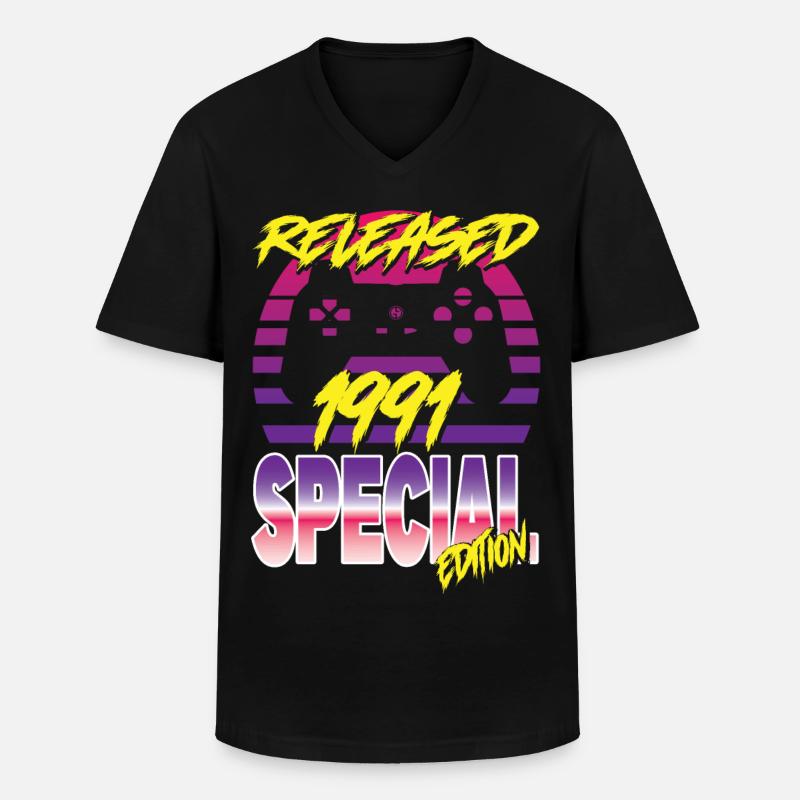 Released 1991 Special Edition - Männer-T-Shirt mit V-Ausschnitt - Schwarz