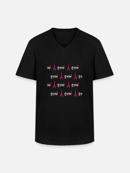 Paris France Bonjour - Men's V-Neck T-Shirt - black