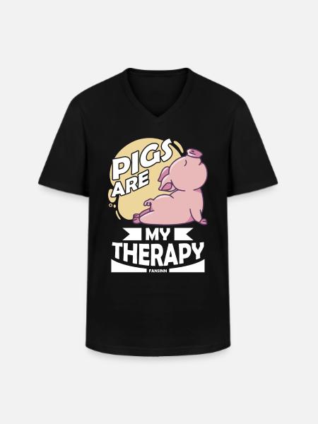 Pig - Men's V-Neck T-Shirt - black