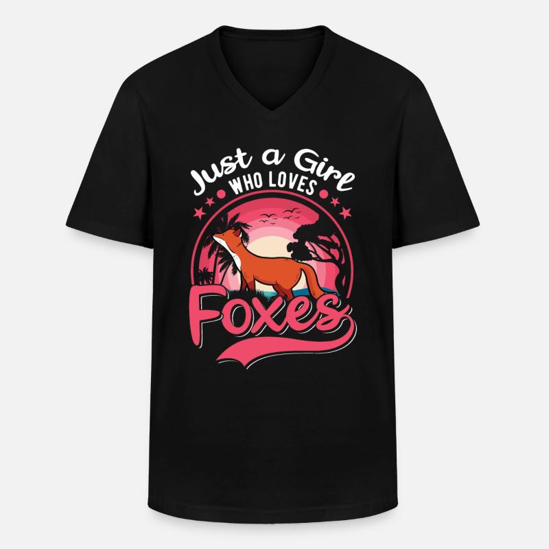 Fuchs Mädchen Geschenk - Männer-T-Shirt mit V-Ausschnitt - Schwarz