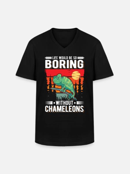 Chameleon Gift Chameleon - Men's V-Neck T-Shirt - black