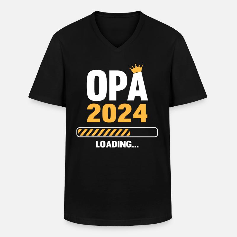 Opa 2024 Loading Schwangerschaftsankündigung - Männer-T-Shirt mit V-Ausschnitt - Schwarz