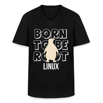 Born to be root Linux Admin for Nerd and Geeks - Men's V-Neck T-Shirt - black - Front - AI Model Male 178 dark (178cm)