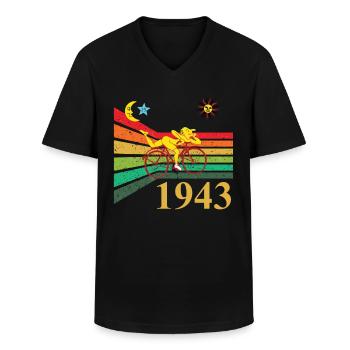 Bicycle Day 1943 Retro Radtour Hofmann Zauberwald - Männer-T-Shirt mit V-Ausschnitt - Schwarz - Vorne - AI Model Male 178 dark (178cm)