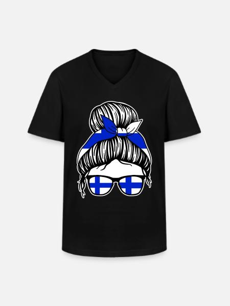 Finsk Finland - T-shirt med V-ringning herr - svart