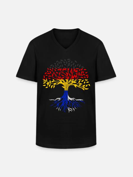 Roots Tree Germany Finland - Men's V-Neck T-Shirt - black