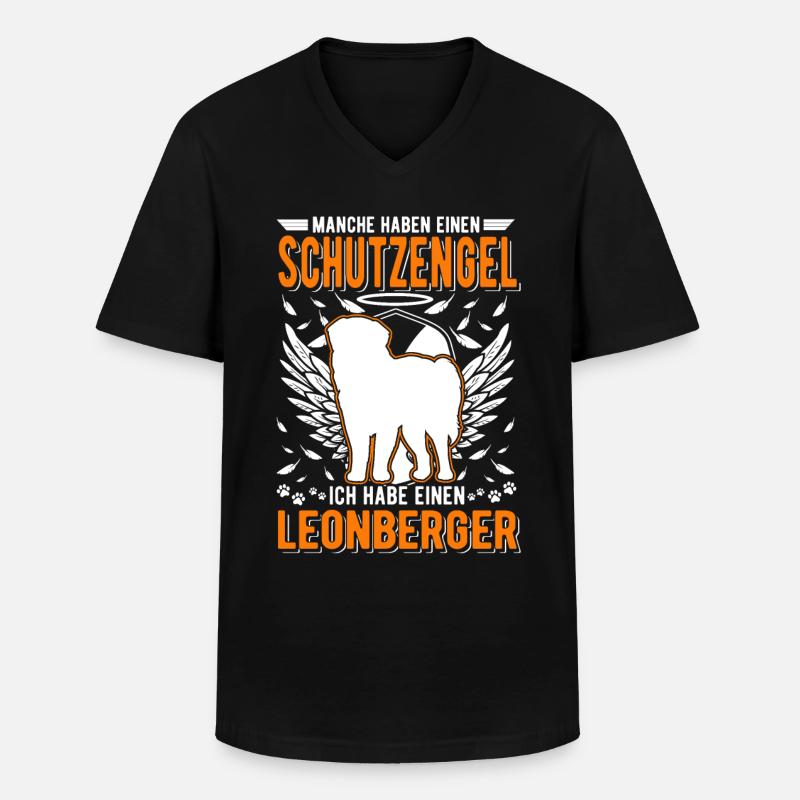 Leonberger Schutzengel - Männer-T-Shirt mit V-Ausschnitt - Schwarz