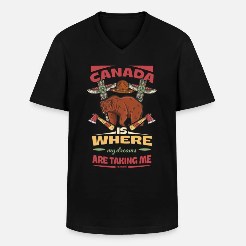 Canada - Männer-T-Shirt mit V-Ausschnitt - Schwarz
