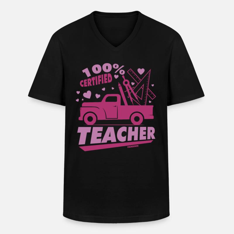 100% Certified Teacher - Männer-T-Shirt mit V-Ausschnitt - Schwarz