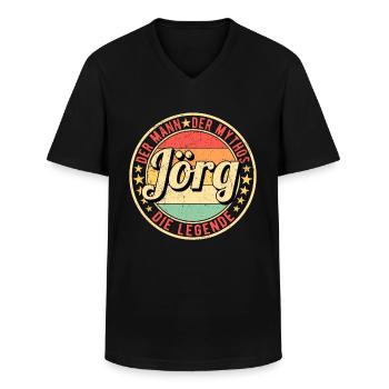 Jörg Der Mann Der Mythos Die Legende - Männer-T-Shirt mit V-Ausschnitt - Schwarz - Vorne - AI Model Male 178 dark (178cm)