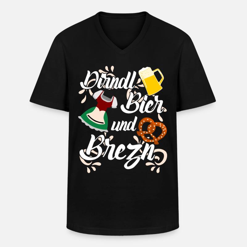 Dirndl Bier und Brezn - Männer-T-Shirt mit V-Ausschnitt - Schwarz