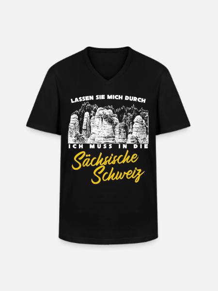 Sächsische Schweiz Elbsandsteingebirge - Männer-T-Shirt mit V-Ausschnitt - Schwarz