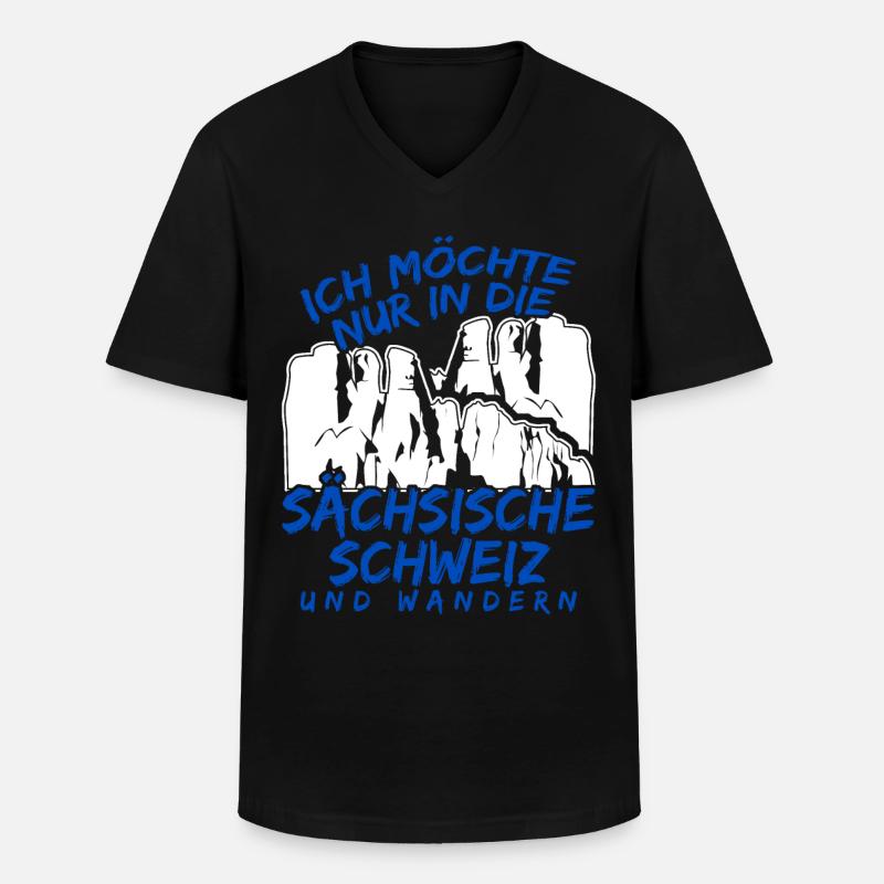 Sächsische Schweiz Wandern - Männer-T-Shirt mit V-Ausschnitt - Schwarz
