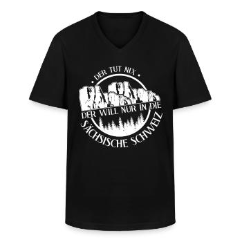 Sächsische Schweiz Der tut nix Wandern - Männer-T-Shirt mit V-Ausschnitt - Schwarz - Vorne - AI Model Male 178 dark (178cm)
