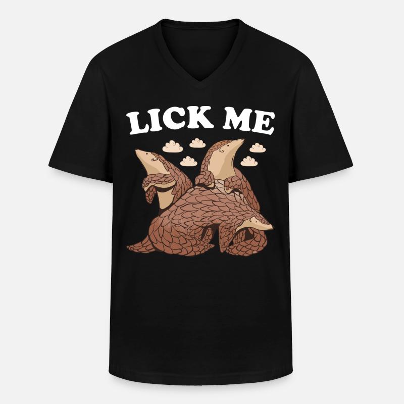 Lick Me Pangolin - Männer-T-Shirt mit V-Ausschnitt - Schwarz