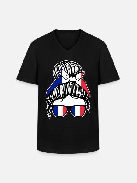 French French France - Men's V-Neck T-Shirt - black