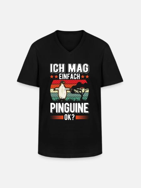 Ich mag einfach Pinguine - Männer-T-Shirt mit V-Ausschnitt - Schwarz
