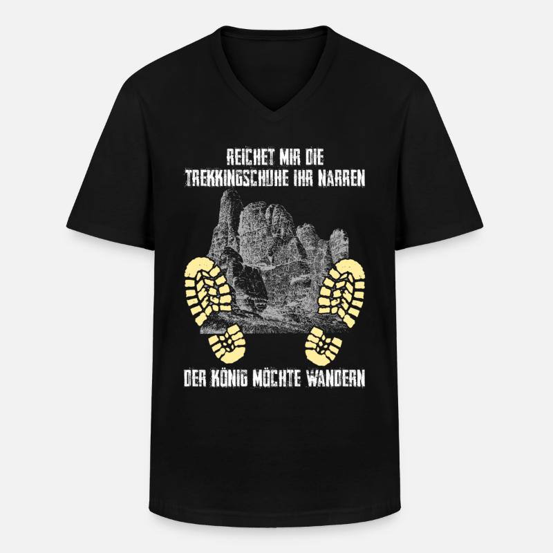 Sächsische Schweiz Wanderschuhe Wandern - Männer-T-Shirt mit V-Ausschnitt - Schwarz