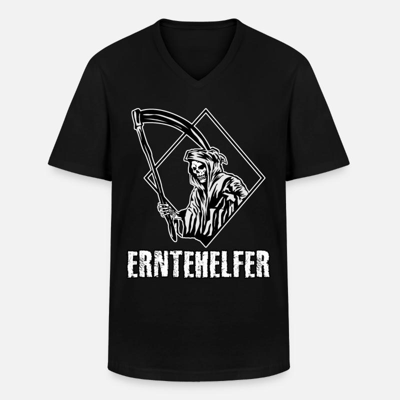 Sensenmann Erntehelfer Grim Reaper - Männer-T-Shirt mit V-Ausschnitt - Schwarz