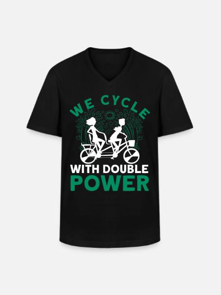 We Cycle With Double Power Tandem Bicycle - Men's V-Neck T-Shirt - black