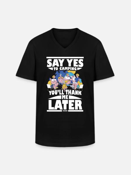 Camping - Männer-T-Shirt mit V-Ausschnitt - Schwarz