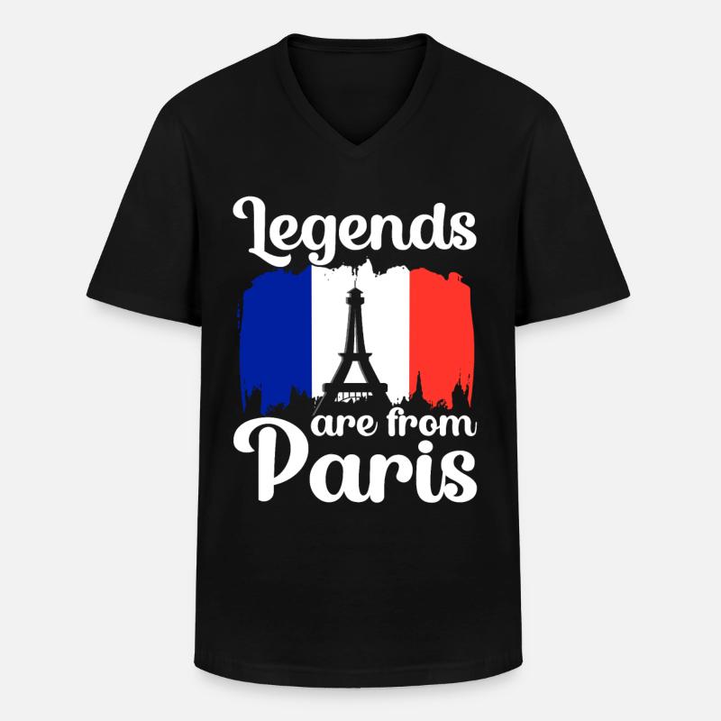 Frankreich - Männer-T-Shirt mit V-Ausschnitt - Schwarz
