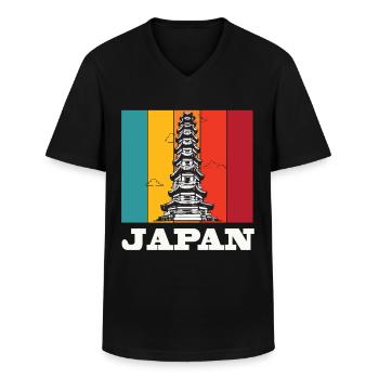 Japan Tokio Tower Asien Tempel - Männer-T-Shirt mit V-Ausschnitt - Schwarz - Vorne - AI Model Male 178 dark (178cm)