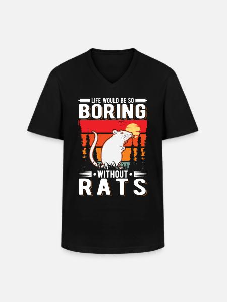 Rat Gift Maison Rat - T-shirt col V Homme - noir