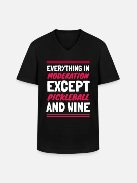 Funny Wine and Pickleball - Men's V-Neck T-Shirt - black