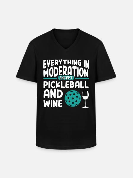 Funny Wine and Pickleball - Men's V-Neck T-Shirt - black