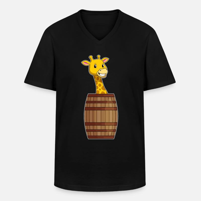 Giraffe mit Fass - Männer-T-Shirt mit V-Ausschnitt - Schwarz