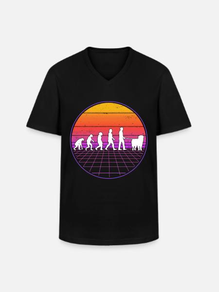 Leonberger Evolution Vaporwave - T-shirt col V Homme - noir