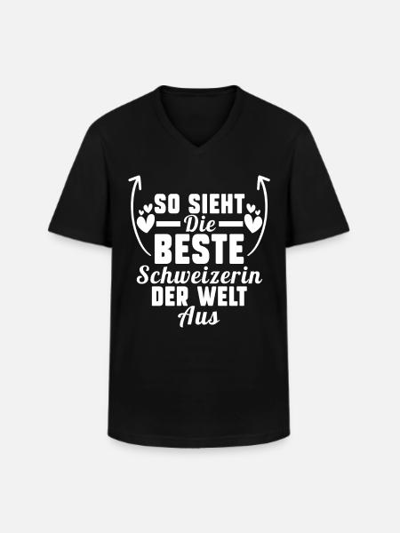 Schweiz Schweizerin - Männer-T-Shirt mit V-Ausschnitt - Schwarz