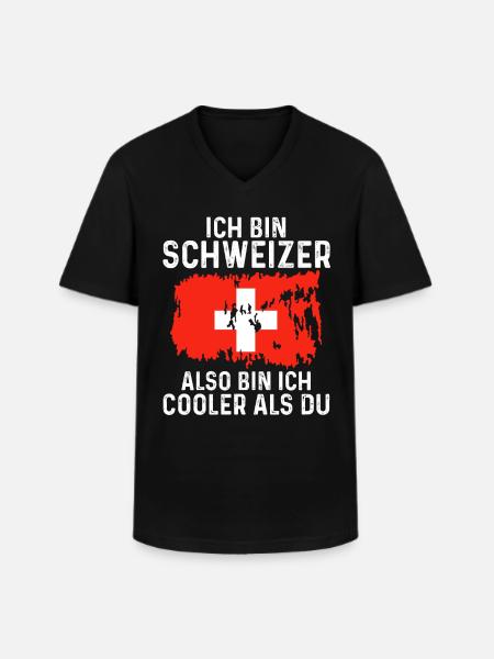 Schweiz Schweizer - Männer-T-Shirt mit V-Ausschnitt - Schwarz