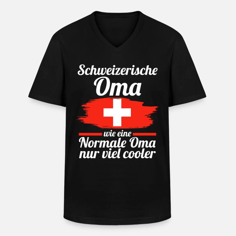Schweizerin Schweizer Oma Schweiz - Männer-T-Shirt mit V-Ausschnitt - Schwarz