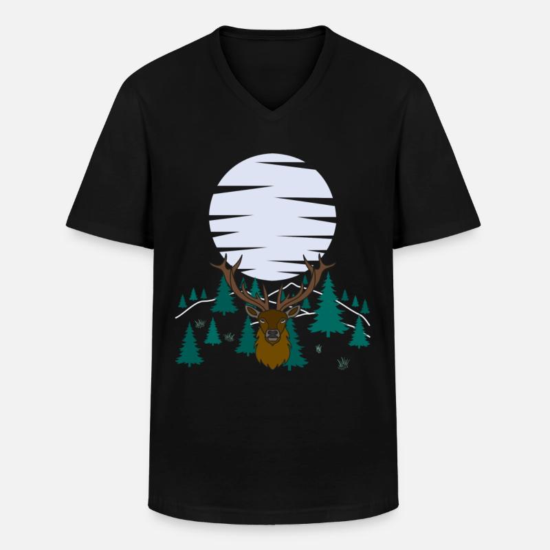Hirsch Mond Geweih mit Hirschgeweih - Männer-T-Shirt mit V-Ausschnitt - Schwarz