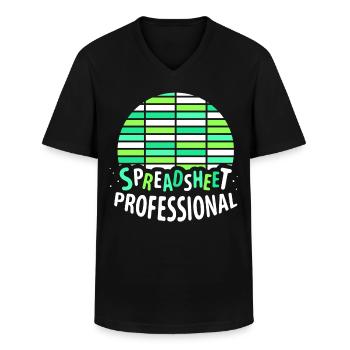 Table de calcul Comptable professionnel Travail de table - T-shirt col V Homme - noir - Devant - AI Model Male 178 dark (178cm)
